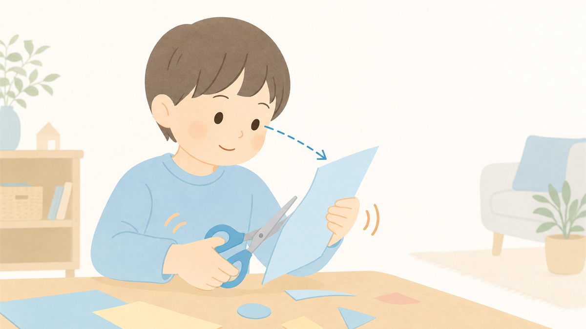 指の動きと視線の両方を表した子どもの手のイラスト